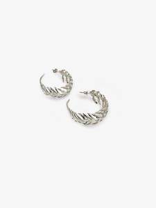 Silver Fern Hoop Earrings