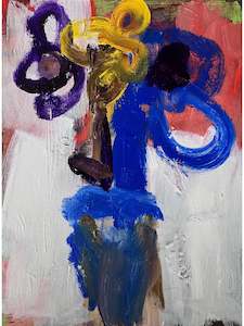 Flower Still Life in Cobalt