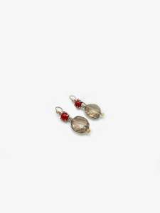 Penelope Barnhill Artist Works For Sale: Empress Earrings carnelian smokey quartz