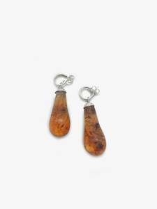 Anna Balasoglou Artist Works For Sale: Kauri Gum Large Drops Earrings