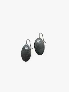Ilse Marie Erl: Oval Oxidised Silver Earrings