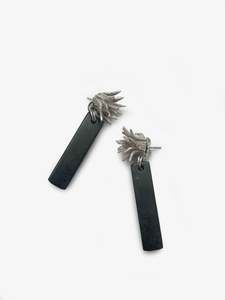 Cabbage Tree Earrings with Greenstone