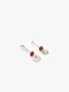 Barry Clarke Artist Works For Sale: Spiral Drop Red Bead Earrings (BC274)