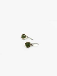 David Mcleod Artist Works For Sale: Small Round Pounamu Drop Earrings (DM605)