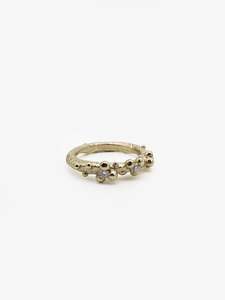 Rings: Triple Moissanite Gold Ring (ST70)