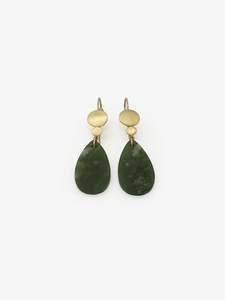 Lisa Woods Artist Works For Sale: Pounamu Teardrop Earrings (LWO137)