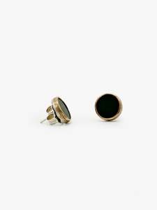 Lisa Woods Artist Works For Sale: Pounamu & Gold Disc Studs (LWO136)