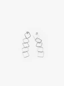 Ilse Marie Erl: Sketches Square Silver 5 Link Earrings (IME54)