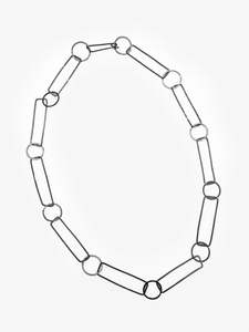 Ilse Marie Erl: Oxidised Silver Sketches Round Necklace (IME39) by Ilse-Marie Erl