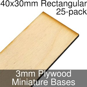 Miniatures Paint: Miniature Bases Rectangular 40x30mm 3mm Plywood 25PK