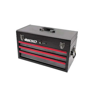 20" 3-Drawer Portable Steel Tool Box | Black/Red