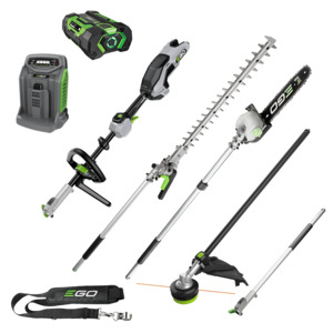 Lawn Trimmers: EGO POWER+ 56V Brushless Multi-Tool Power Head with Carbon Fibre Shaft 4pce Attachment KIT