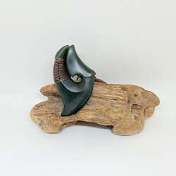Hei Matau Fish Hook: Dark Ridge-Bound Hei Matau Hook Pendant