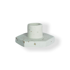 New Pottery: Candle holder in pink terrazzo