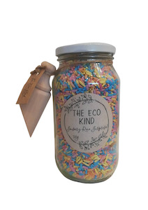 Stocking Fillers For Kids: Sensory rice surprise jar- Pastel rainbow mix