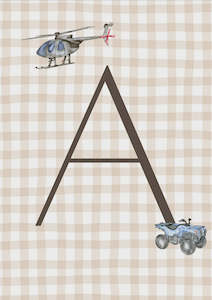 Kids Room Decor: Initial Print - Tan - PREORDER