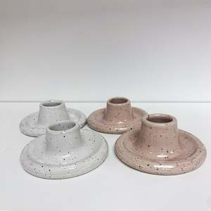Handmade Pottery  Speckled Candle Holders