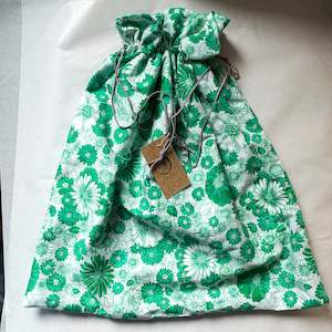 Reusable Cotton Bag - Green Flowers