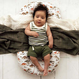 Olive Stripe Organic Singlet