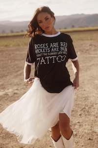 The Very Oversized Roses & Tattoos Tee - Black