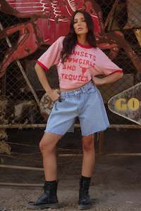 CLOTHING: The Sunsets & Cowgirls Tee - Pink
