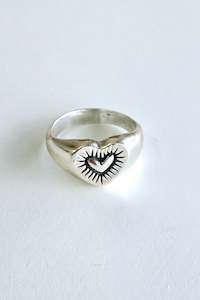 Nikki Ross Jewellery: Heart Signet Ring - Silver