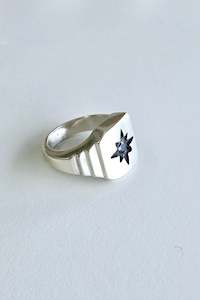 Nikki Ross Jewellery: Onyx Star Signet Ring - Silver