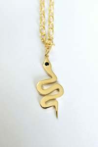 Onyx Snake Pendant on a Paper Link Chain