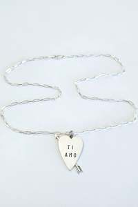 Nikki Ross Jewellery: Cupids Arrow Ti Amo Pendant on a Paper Link Chain - Silver
