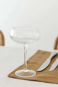 Home Lab: Ribbed Champagne Coupe- Set 4 Clear