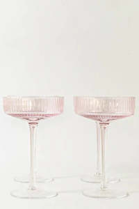 Home Lab: Ribbed Cocktail Glasses- Set 4 Blush
