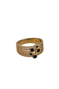 Rings: 18k Gold Layered Onyx Ring
