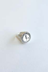 Lightning Bolt Signet Ring - Silver