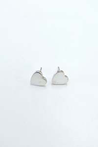 Earrings: Heart Studs - Silver