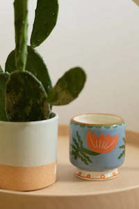 Handpainted Flower Ceramic Candle - Cactus Flower