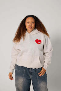 Heart Hoodie - Grey & Red