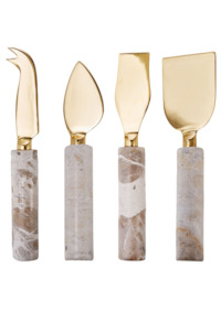 Kitchen Table 1: Carprani Cheese Knife 4pcs Set - White & Beige