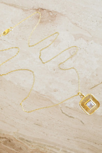 Necklaces: Topaz Vintage Pendant on a Fine Curb Link Chain