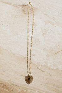 Etched Heart Pendant on a Paper Link Chain - Gold