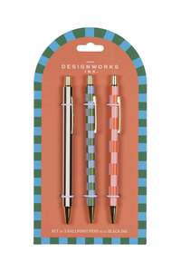 Set of 3 Pens - Stripes & Checks