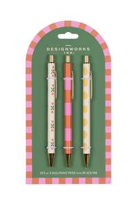 Set of 3 Pens - Flower, Stripe, Lemon