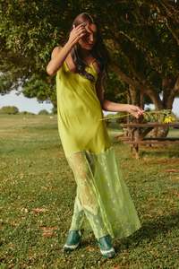 Dresses: The Lace Maxi Dress - Chartreuse