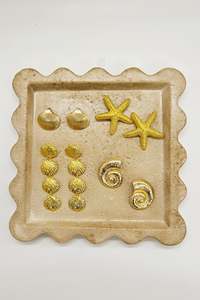 Scalloped Travertine Look Tray