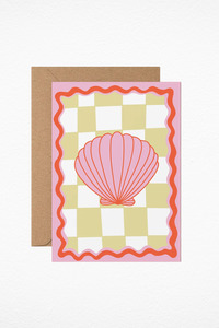 Pink Wavy Shell - Greeting Card