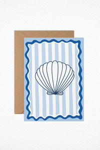 Blue Shells Stripes - Greeting Card/ Birthday Card