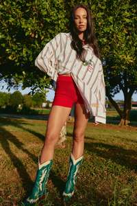 Bottoms: The Plain Knit Bike Shorts - Red