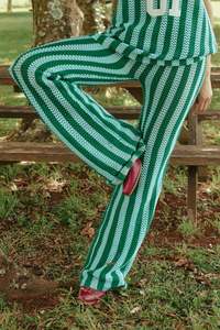 Bottoms: The Knit Striped Beach Pants - Green