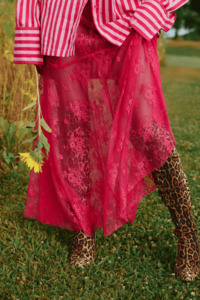 The Lace Maxi Skirt - Pink