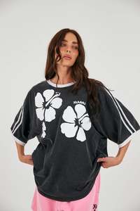 The Hibiscus Tee - Washed Black