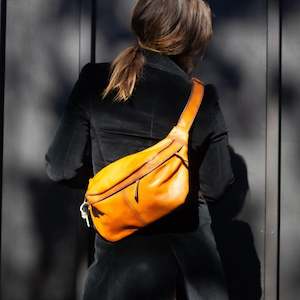 Leather: Leather Crossbody Bag Sol - Chest bag for men & women